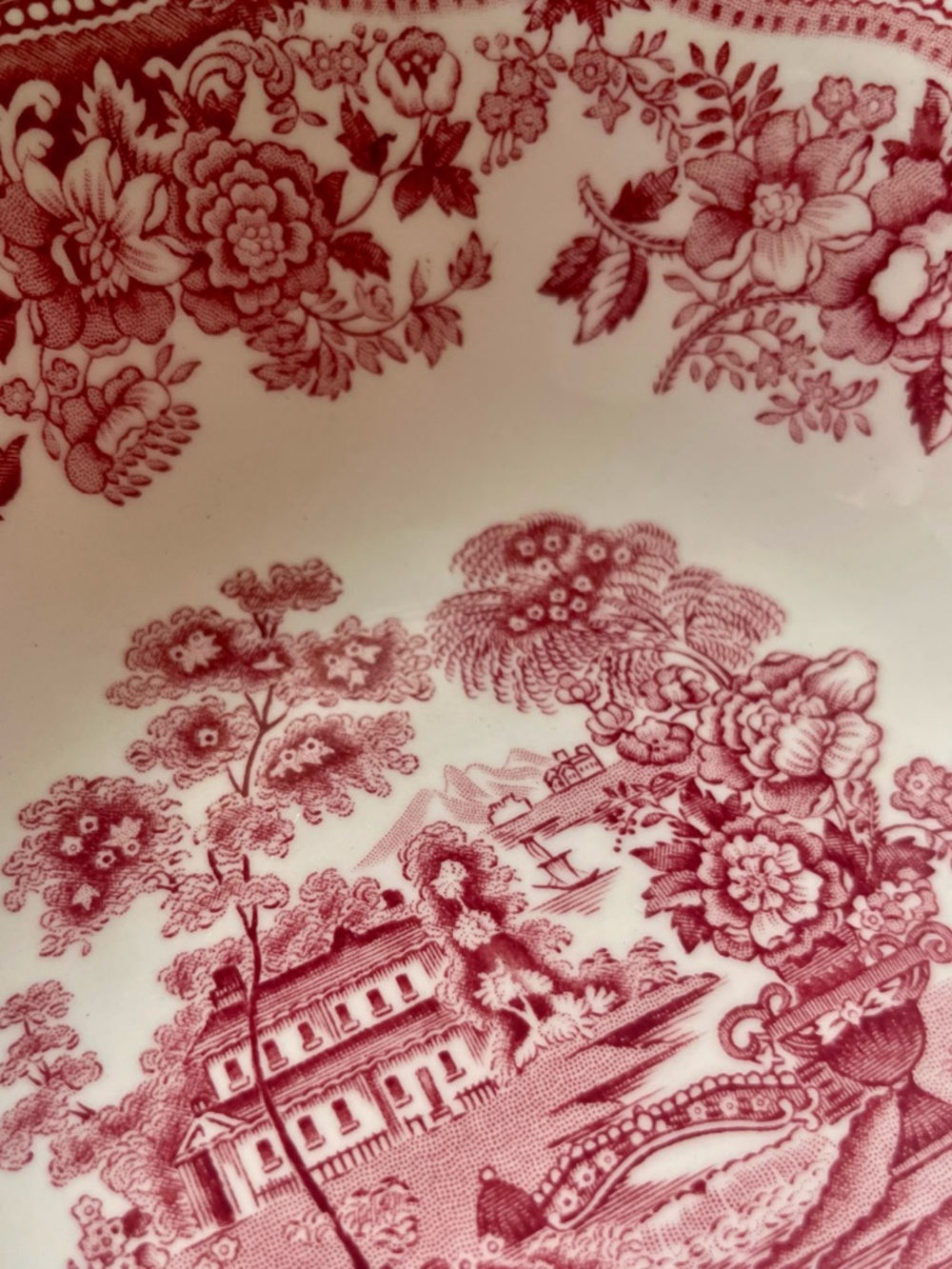 Royal Staffordshire Tonquin Red Pink Large Coupe Cereal Bowl - Picture 8 of 10